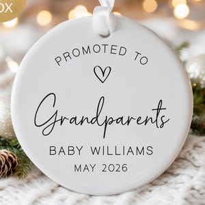 Promoted to Grandparents, Pregnancy Announcement, Reveal to Grandparents, New Baby Announcement, Christmas Ornament, Grandma Gift, Grandpa