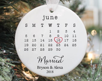 MARRIED Ornament- Wedding Gift- Our First Christmas as Mr and Mrs- Couples Ornament- First Married Christmas- Engagement Ornament