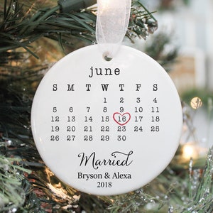 MARRIED Ornament- Wedding Gift- Our First Christmas as Mr and Mrs- Couples Ornament- First Married Christmas- Engagement Ornament