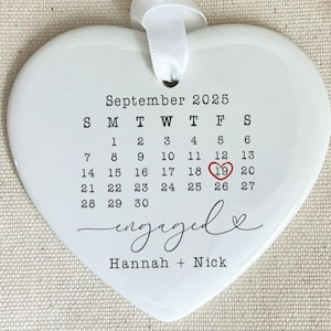 Custom Wedding Date Ornament – Personalized Calendar Gift – First Christmas Married Keepsake – Engagement or Anniversary Gift