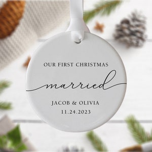 First Christmas Married Ornament, Personalized Wedding Gift, Newlywed Christmas Gift, Our First Christmas as Mr and Mrs Ornament image 3