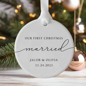 First Christmas Married Ornament, Personalized Wedding Gift, Newlywed Christmas Gift, Our First Christmas as Mr and Mrs Ornament image 1