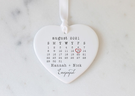 Engaged Ornament- Engagement Ornament- Engagement Gift- Custom Ornament-Engagement Announcement- Couples Ornament-