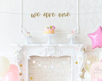 We Are One Banner- Twins Birthday Banner- I am one Banner- 1st Birthday Party- First Birthday- Photo Prop-