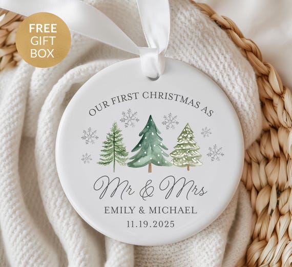 Our First Christmas Married Ornament | Personalized Mr and Mrs Ornament 2025 | Newlywed Christmas Gift | Custom Wedding Keepsake Decoration