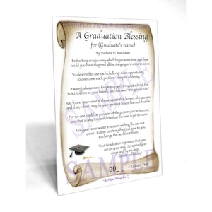 Meaningful Graduation Card, Free Name on 5x7 Frameable Graduation Blessing, Graduation Poem, Graduation Gift for Someone Special