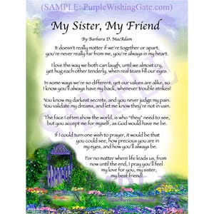 My Sister, My Friend - in digitalem Format, 13x18 Rahmenbares Digital Sister Gedicht, drucken & rahmen oder als e-card verwenden. Geburtstage oder besondere Anlässe