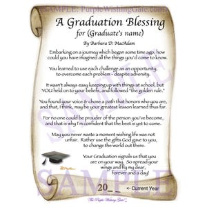 Carte de fin d'études significative, nom gratuit sur 5 x 7, bénédiction de fin d'études encadrée, poème de remise des diplômes, cadeau de remise des diplômes pour quelqu'un de spécial