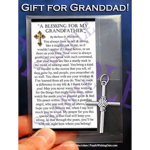 Birthday Blessing w/ Rope Cross Charm for Grandfather, Poem and Silver Rope Charm for Grandfather, Pocket Blessing for Grandfather