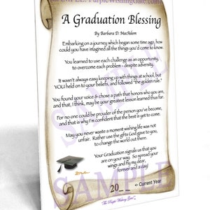 Carte de fin d'études significative, nom gratuit sur 5 x 7, bénédiction de fin d'études encadrée, poème de remise des diplômes, cadeau de remise des diplômes pour quelqu'un de spécial