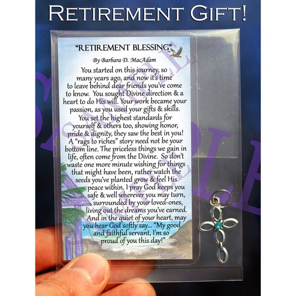 Retirement Pocket Blessing, Retirement Gifts for Women, Retirement Poem with Pendant Charm, Retirement Gift Necklace, Jewelry from Coworkers