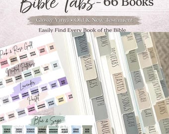 Glossy Vinyl Bible Tabs | 66 Books of the Bible | Multiple Designs & 3 Font Options | Durable | Easily Apply with Placement Guide