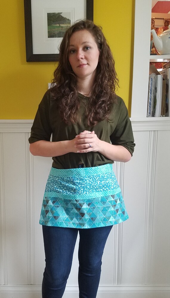 Turquoise And Black Server Apron Upcycled Mens Apron Apron Etsy