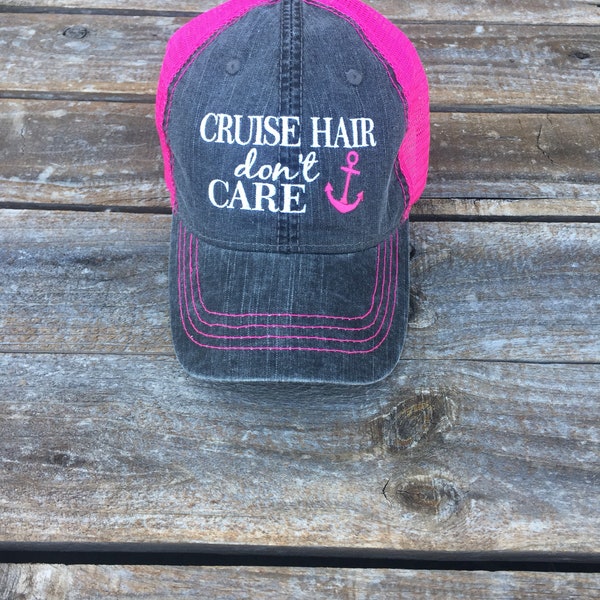 Cruise Hair Don't Care Trucker Hat with Anchor