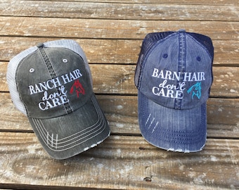 Barn Hair Don't Care Trucker Hat with Horse Color of Your Choice