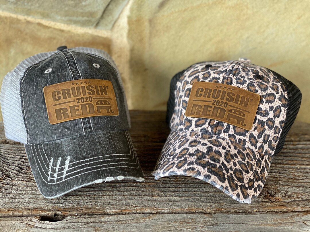 Cruisin 2020 Red Leather Patch Leopard Hat - Etsy