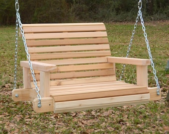 2ft Pine Porch Swing, Swing Chair, Patio Chair Swing, Tree Swing, Hanging Chair with Option to Personalize