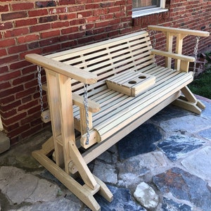 Pressure Treated Porch Glider Swing: Solid Wood Garden Bench