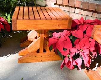 Handmade Cedar Wood End Table, Outdoor Patio Side Table