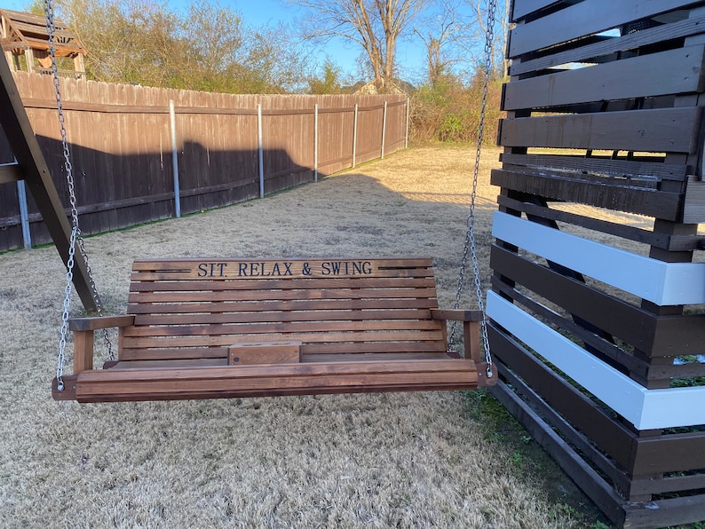 6ft Cedar Porch Swing, Custom Outdoor Wood Furniture, Oversize Swing for Family image 8