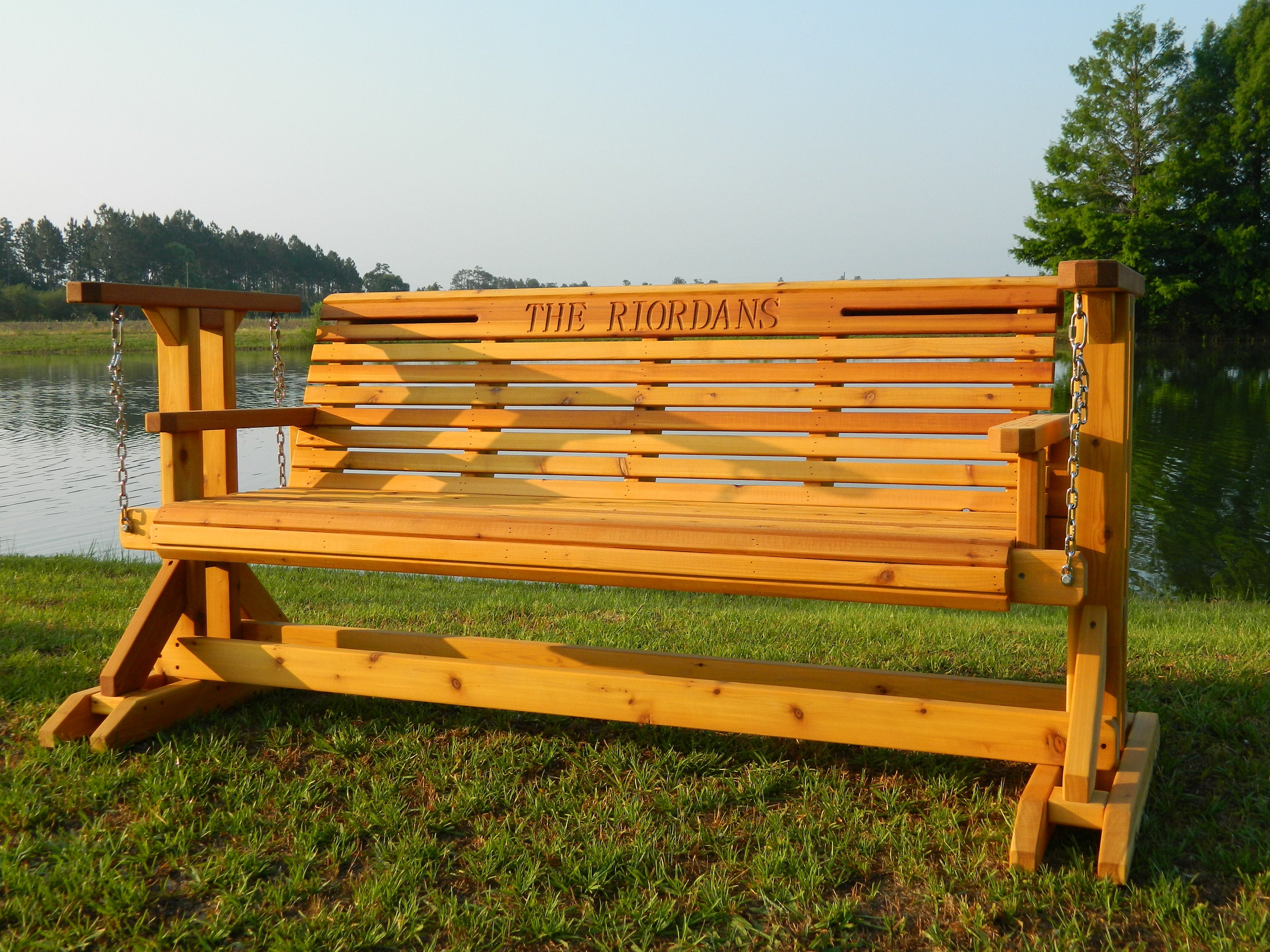8ft Cedar Glider Swing Cedar Wood Porch Swing Outdoor Bench