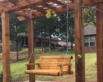 5ft Cedar Porch Swing, Solid Wood Patio Swing, Backyard Wedding