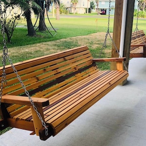 6ft Cedar Porch Swing, Custom Outdoor Wood Furniture, Oversize Swing for Family image 1