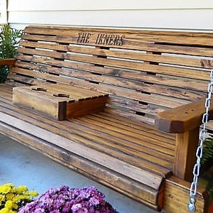 5ft Porch Swing, Solid Wood Patio Swing, Outdoor Gift for Family, Wooden Anniversary Gift with Option to Personalize, Outdoor Bench