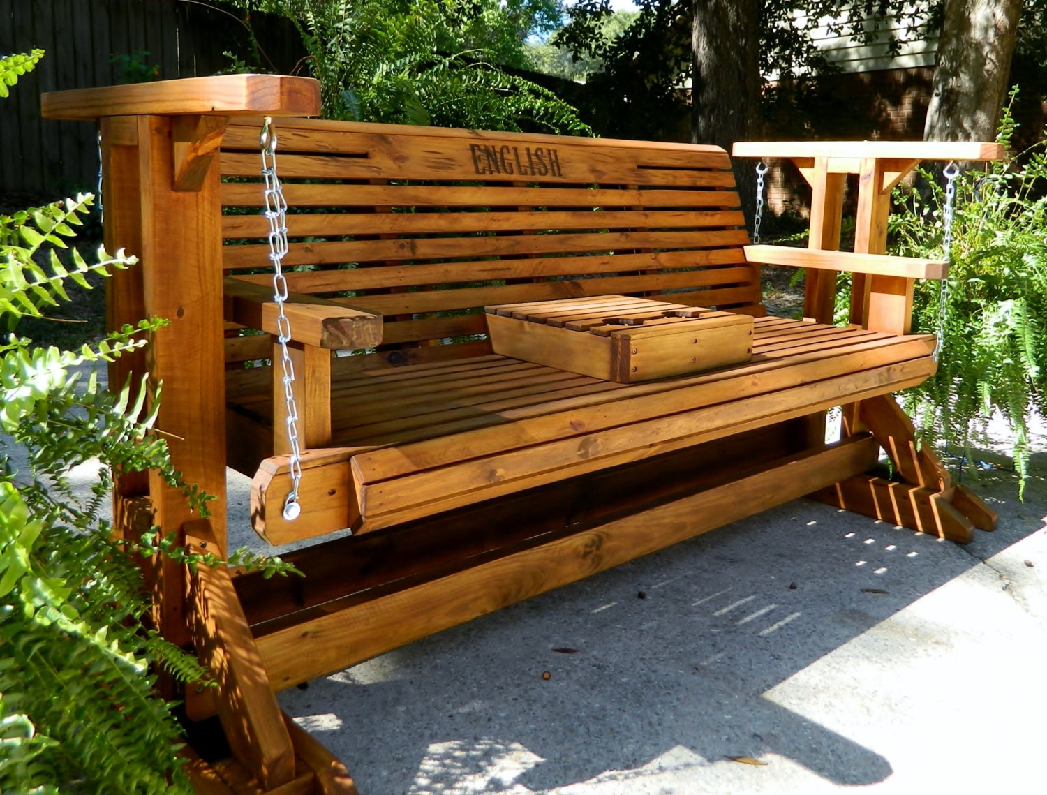Safstar - Columpio de madera para exteriores con marco en A para 2  personas, silla columpio de madera rústica para patio, jardín, patio, banco  de