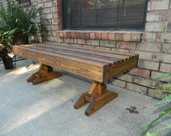Pine Wood Coffee Table, Handmade Rustic Solid Wood Living Room Furniture