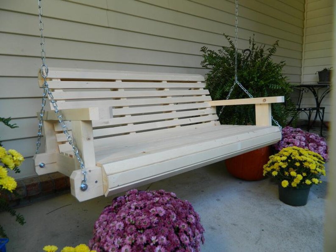 6ft Porch Swing Wooden Bench Patio Furniture Swing Ready to Paint or Stain With Option to Personalize Etsy UK