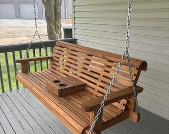 5ft Solid Pine Porch Swing, Outdoor Patio Swinging Bench, Optional Personalization