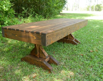 Solid Wood Coffee Table: Cedar, Cypress or Pine Wood Patio Table, Outdoor Living Room Furniture