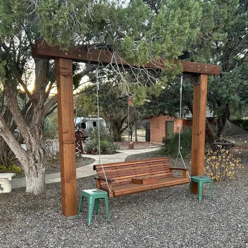 6ft Cedar Porch Swing, Custom Outdoor Wood Furniture, Oversize Swing for Family image 8