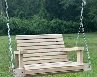 2ft Pine Porch Swing, Hanging Patio Chair Swing with Option to Personalize