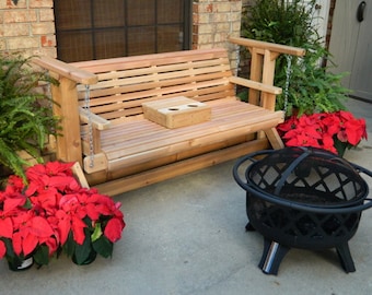 5ft Cedar Glider Swing, Outdoor Furniture Conversation Set, Porch Swing, Garden Bench