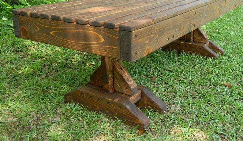 Cedar Wood Coffee Table, Handmade Outdoor Living Room Furniture image 8
