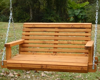 3ft Cedar Porch Swing, Swing Chair, Tree Swing, Hanging Chair with Option to Personalize, Porch Swing for Narrow Porch