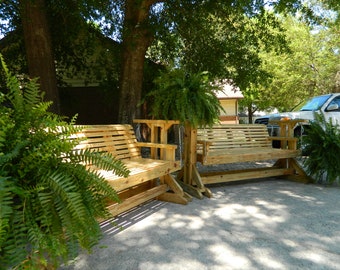 Pressure Treated Porch Glider Swing, Solid Wood Patio Glider