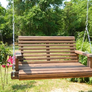 3ft Wood Porch Swing, Solid Pine Patio Swing, Tree Swing, Hanging Chair with Option to Personalize, Porch Swing for Narrow Porch