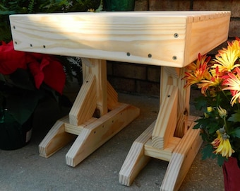 Handmade Solid Pine Wood End Table, Rustic Side Table, Plant Stand