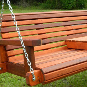 6ft Cedar Porch Swing, Custom Outdoor Wood Furniture, Oversize Swing for Family image 5