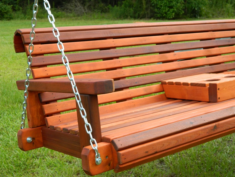 6ft Cedar Porch Swing, Custom Outdoor Wood Furniture, Oversize Swing for Family image 5