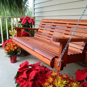 4ft Cedar Porch Swing, Custom Outdoor Gift for Him, Hanging Tree Swing, Option to Personalize