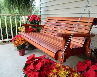 4ft Cedar Porch Swing, Custom Outdoor Gift for Him, Hanging Tree Swing, Option to Personalize