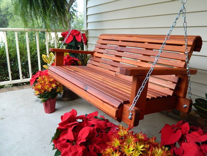 4ft Cedar Porch Swing Custom Outdoor Gift for Him Hanging Etsy