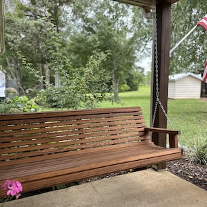 5ft Cypress Porch Swing, Wood Patio Swing, Garden Bench, Family Gift with option to Personalize