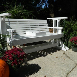 4ft Cedar Glider Swing, Wood Swinging Bench, Outdoor Living Room Love Seat image 8
