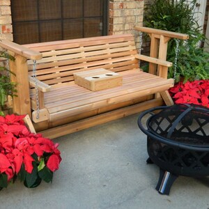 4ft Cedar Glider Swing, Wood Swinging Bench, Outdoor Living Room Love Seat image 3