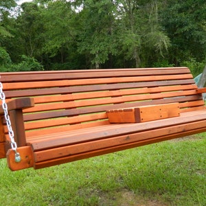 7ft Cedar Porch Swing, Custom Outdoor Wood Furniture, Oversize Swing for Family